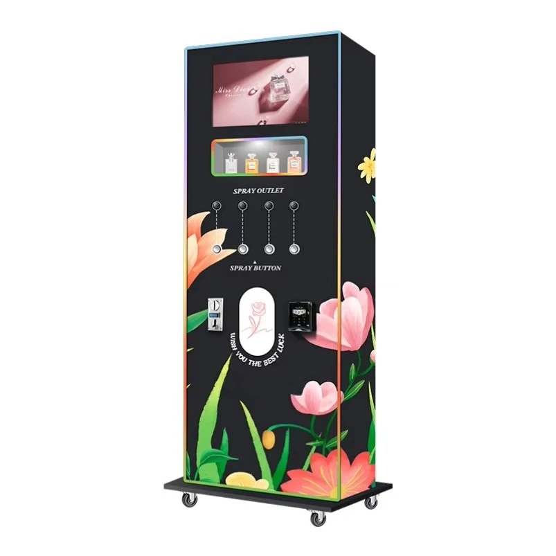 

Уникальный торговый автомат для распыления духов с сенсорным экраном, изготовление наклеек с цветным логотипом на заказ, прямые продажи, торговый центр, отель