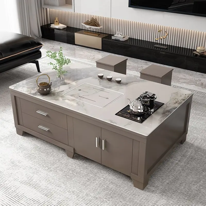 Rock slab coffee table living room household kung fu tea table tea table a complete set of office tea  automatic water