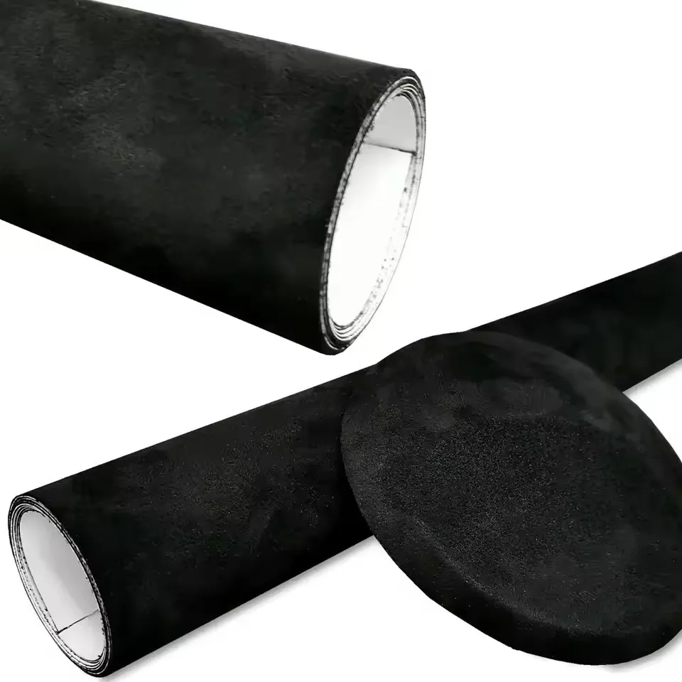 300 Black Grey Large Suede Fabric Wrap Vinyl Suede Wrapping for Car Interior Self Adhesive Stretchable Upholstery Home Decor