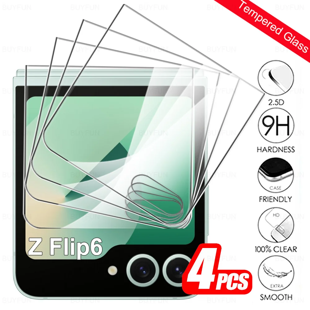 4 Pcs Back Protective Glass For Samsung Galaxy Z Flip 6 Rear Screen Protector ZFlip 5 Flip6 Flip5 ZFlip6 ZFlip5 5G Tempered Film