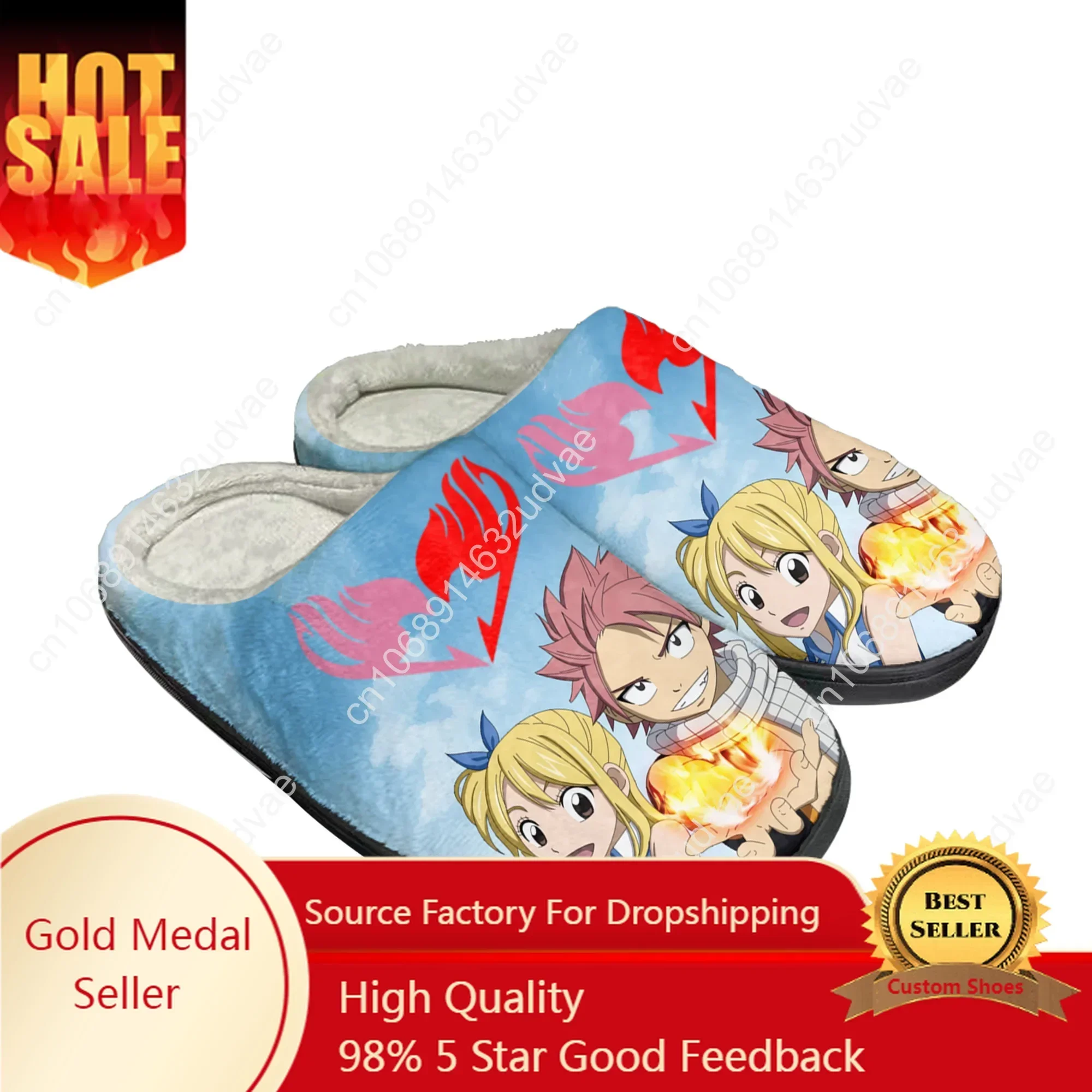 

Anime Fairy Tail Natsu Dragneel Home Cotton Custom Slippers Mens Womens Sandals Plush Casual Keep Warm Shoes Thermal Slipper