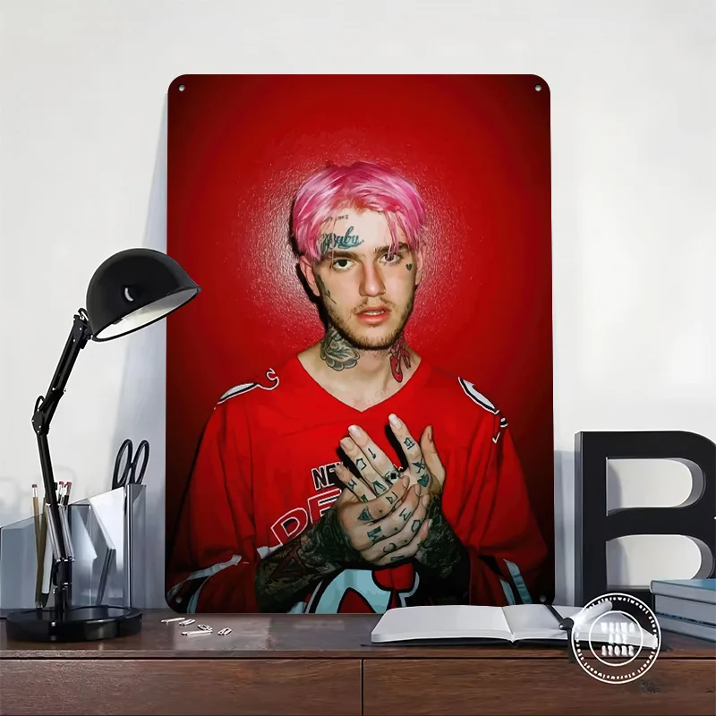 Lil Peep Portrait 3D Printed Texture Poster Personalized Wall Art Retro Metal Tin Signs for Decoration Garage Accessories House