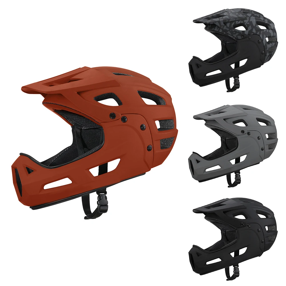 Bicycle Full Face Helmet With Detachable Chain Guard Visor Half Face Helmet 18 Air Vents For Dirt Bike M/L(54-61CM)