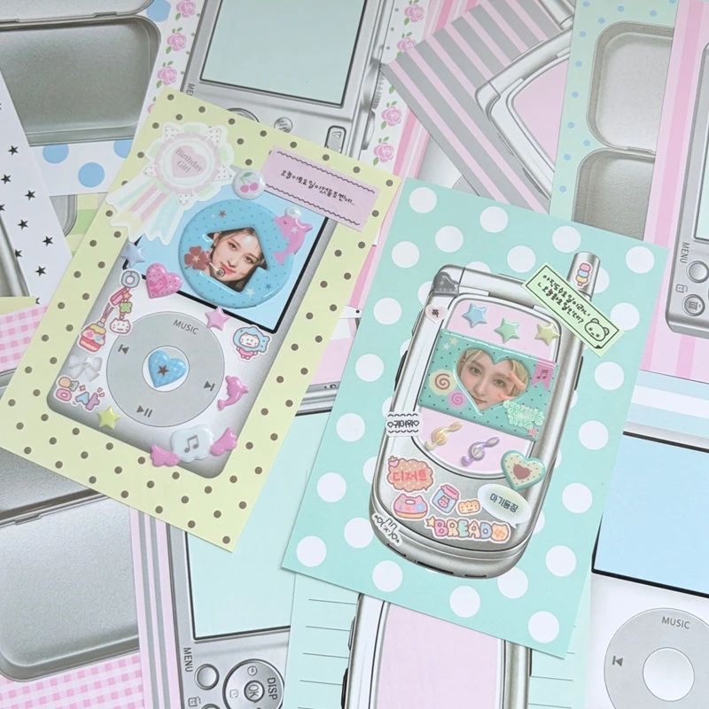 20 Sheets Y2K Vintage Journal Flip Phone Camera Memo Pad Die Cut Paper Cards for Planner Scrapbooking DIY Collage Material