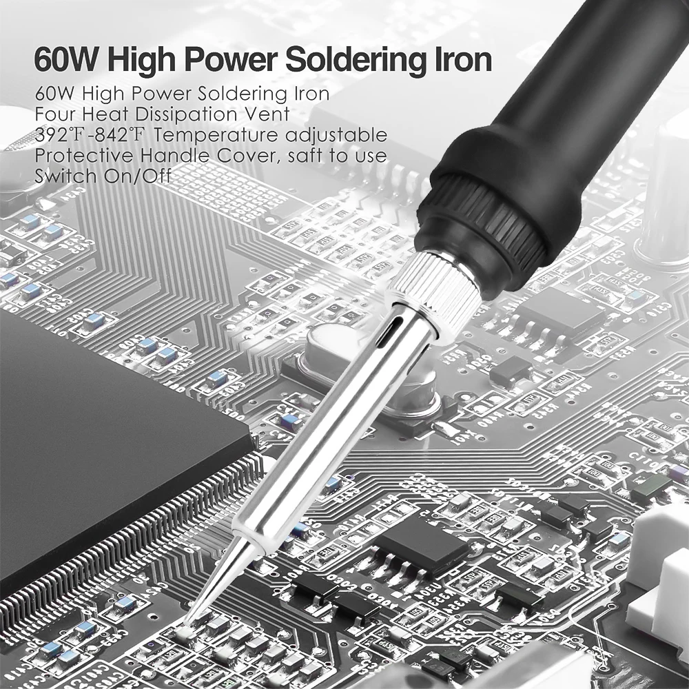 Mini Soldering Iron Adjustable Temperature Electric Soldering Iron 60W Rework Station Heating Pen Solder Welding Repair Tools