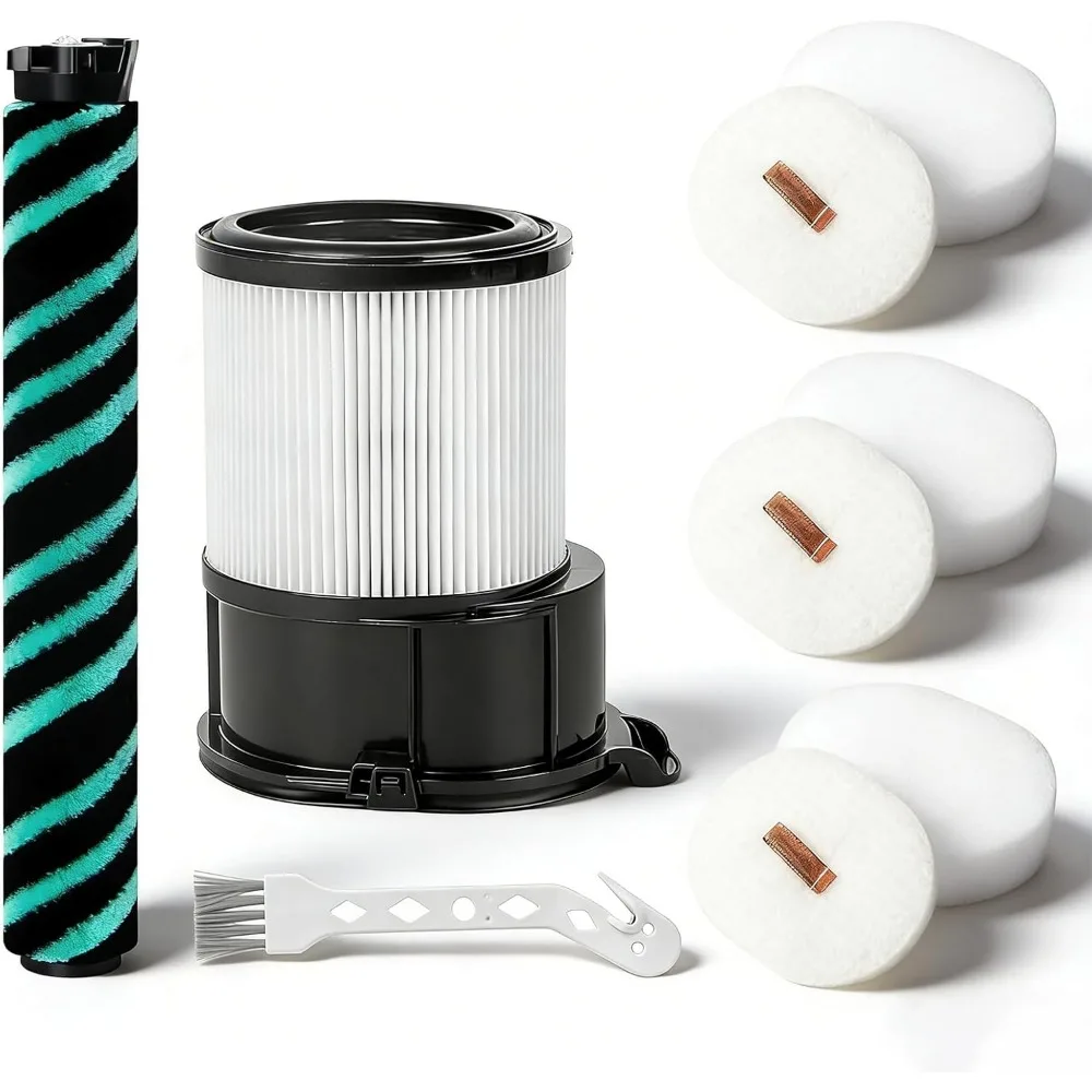 Replacement Filter Kit & Soft Roller for DuoClean Cordless Stick Vacuum IP3251 IP3253 IP1255 IP1251 HEPA Foam Felt Brush