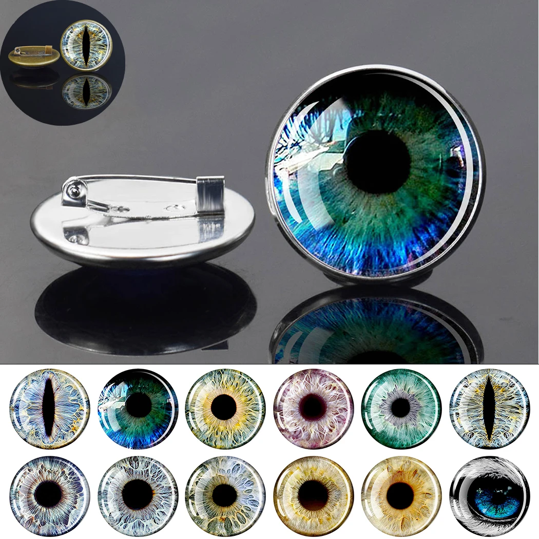 1PC Round Metal Brooch with Eye Pattern, Exquisite Glass Inlaid Brooch, Clothing Decoration Accessory, Suitable As A Party Gift