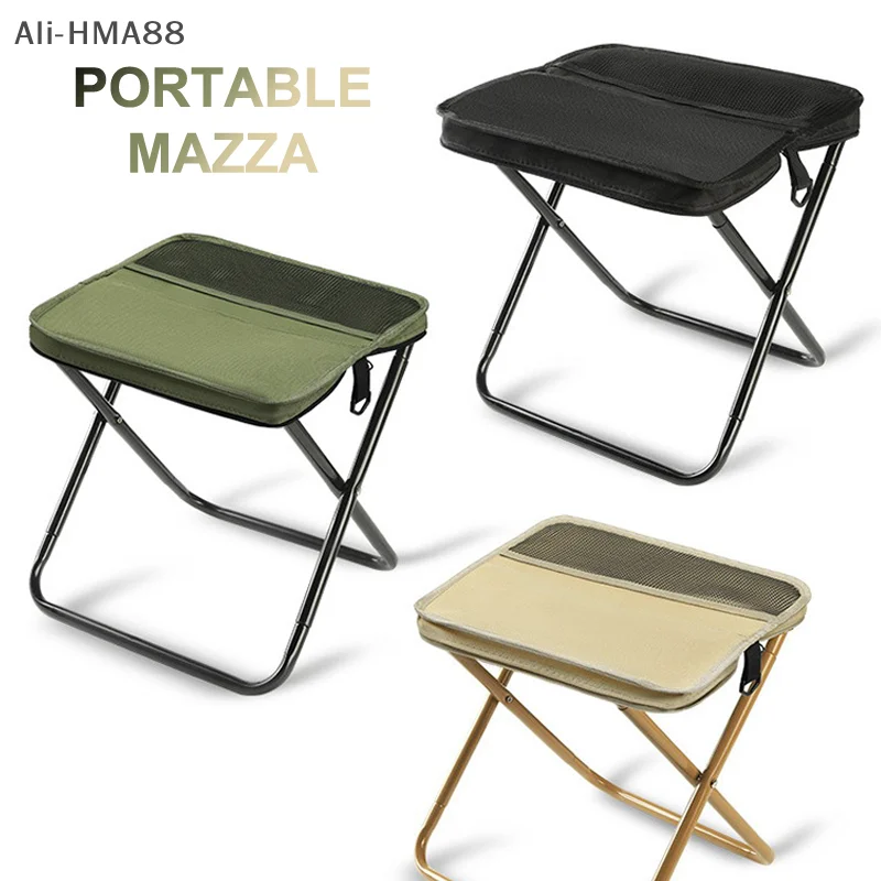 1pc  Outdoor Camping Foldable Chair Backpack Stool Portable Travel Folding Stool With Carry Bag