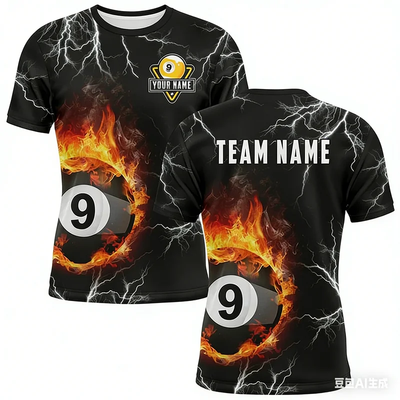 

Fashion Billiards Graphic T-Shirts For Men Summer Casual Crew Neck Short Sleeve Tees 3D Printed Custom Name Loose Breathable Top