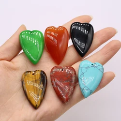 Heart Shaped Natural Semi Precious Gemstone Rose Quartz Agate Turquoise Pendant Jewelry Making DIY Necklace Accessories Gifts