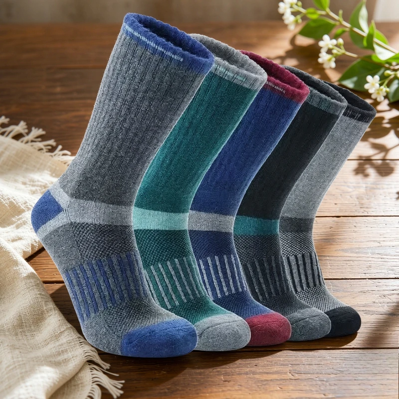 2 Pairs Fall/Winter Color-Block Ski Socks–New Arrival Unisex Socks|Trendy Versatile Look for Outdoor Sports, Hiking & Trekking