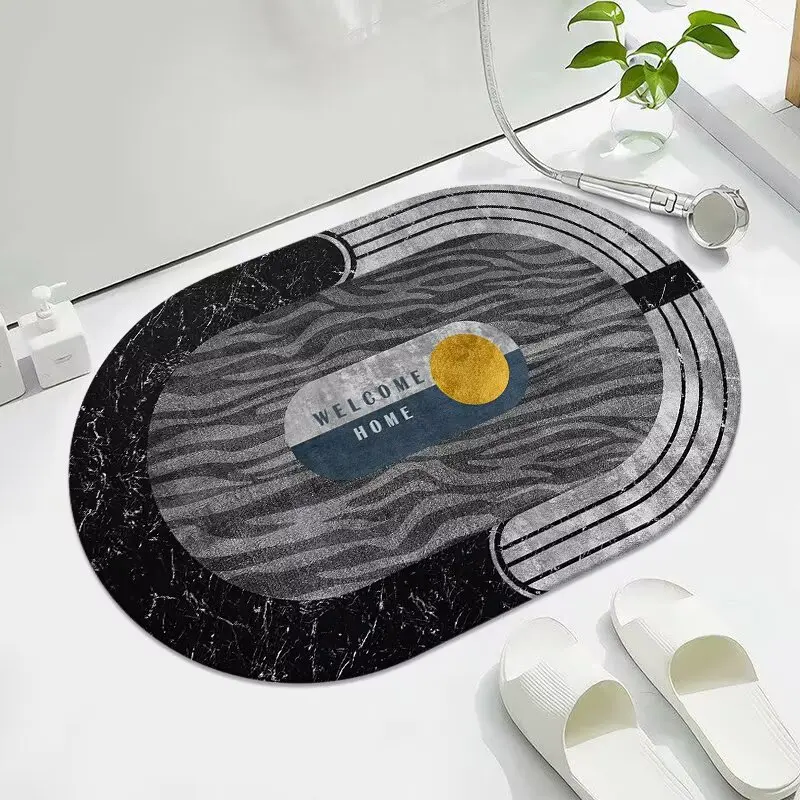 سجادة أرضية من الطين المشطورة للحمام، سجادة أرضية غير قابلة للانزلاق عند باب المرحاض، سجادة سريعة الجفاف لشفط باب الحمام #3