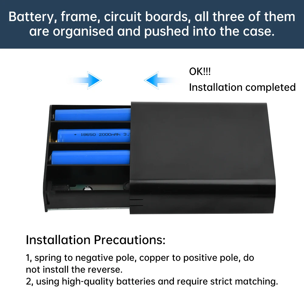 5V9V12V UPS Lithium Battery Soldering Free Kit 3pcs 18650 Uninterruptible Power Supply Box Power Bank Box for Car