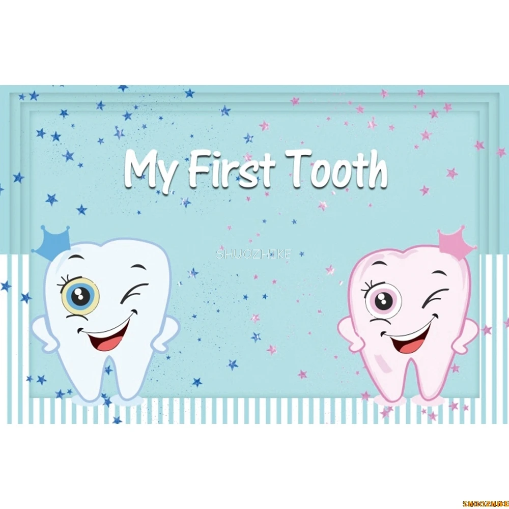 My First Tooth Baby Birthday Party Newborn Boy Girl Twin Photography Backdrop Decoration Backgrounds For Photo Studio