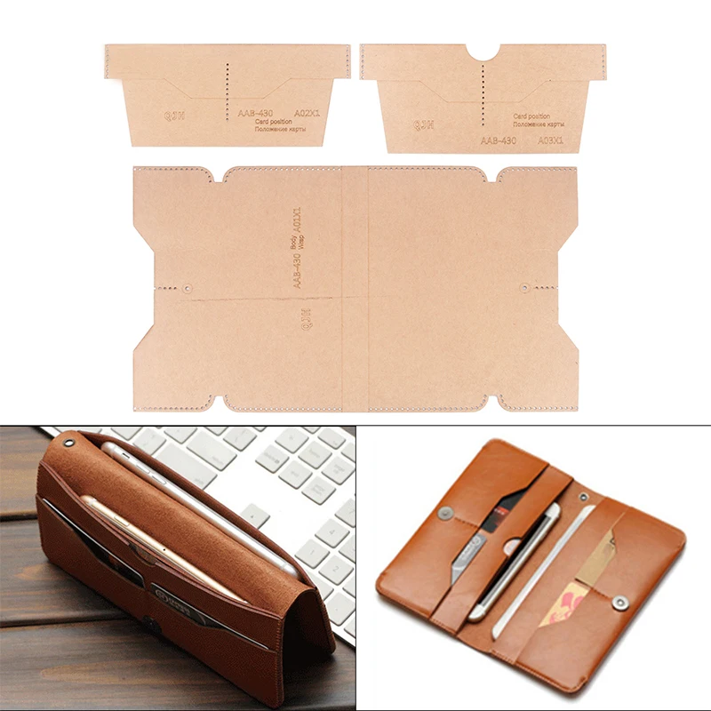 DIY Handmade Leather Design And Production Template For Women's Long Wallet Kraft Paper Sewing Drawings Acrylic Template