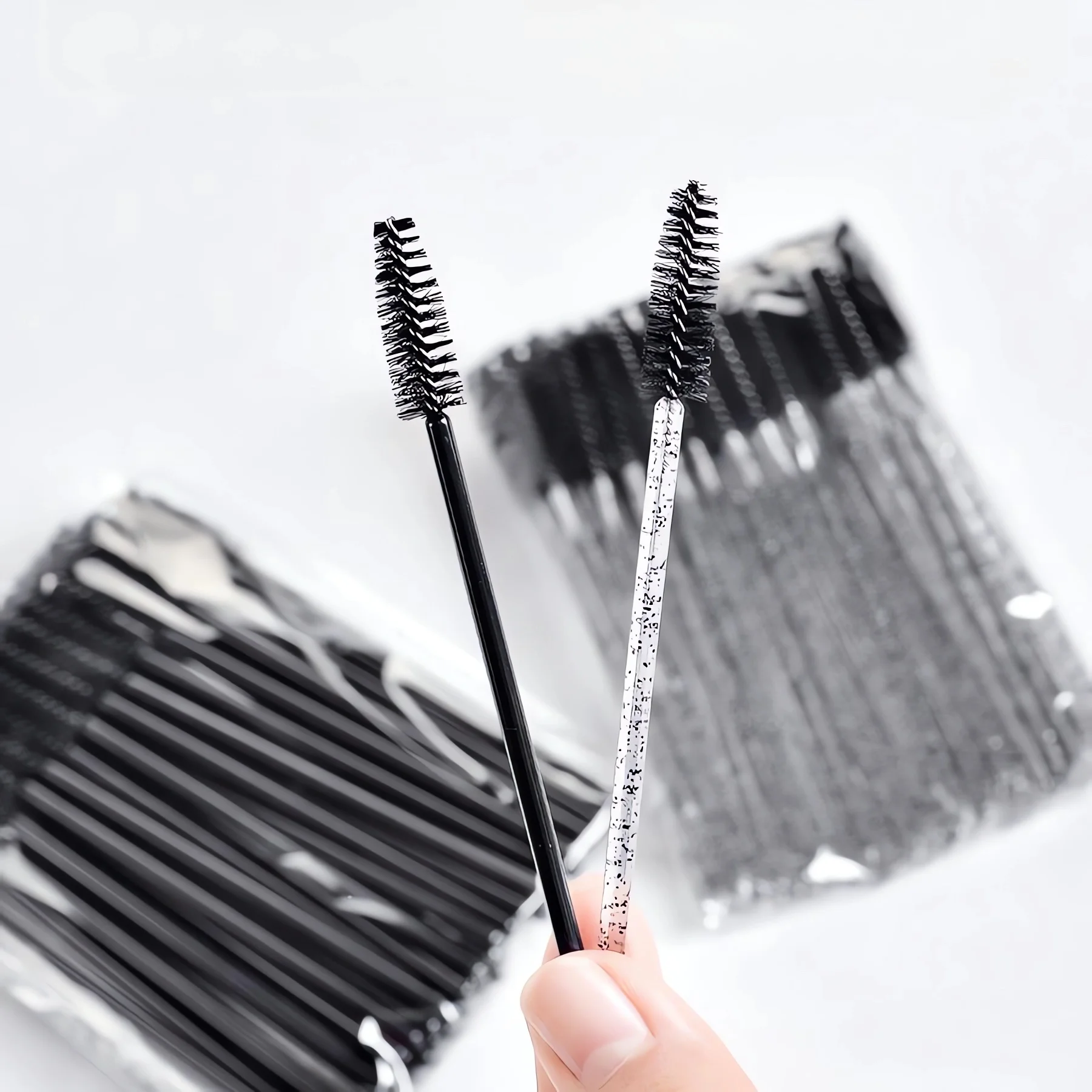 Disposable Crystal Mascara Wands - 50Pcs Eyelash Brushes, Eyelash Extension, Eyebrow Applicator, and Makeup Tools