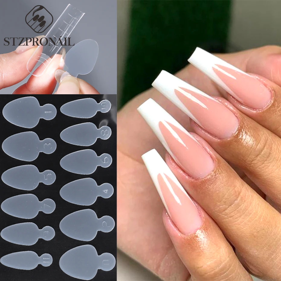 12pcs French Forma Dual Sticker Silicone French Line for Dual Forms False Tips Poly Nail Gel System Extension Nails Mold Tools