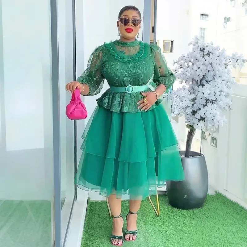 فستان أفريقي نسائي موضة ملابس أنيقة حجم كبير الصيف الخريف حفل زفاف الدانتيل خلع الملابس 2025 جديد تركيا رداء فاخر #1