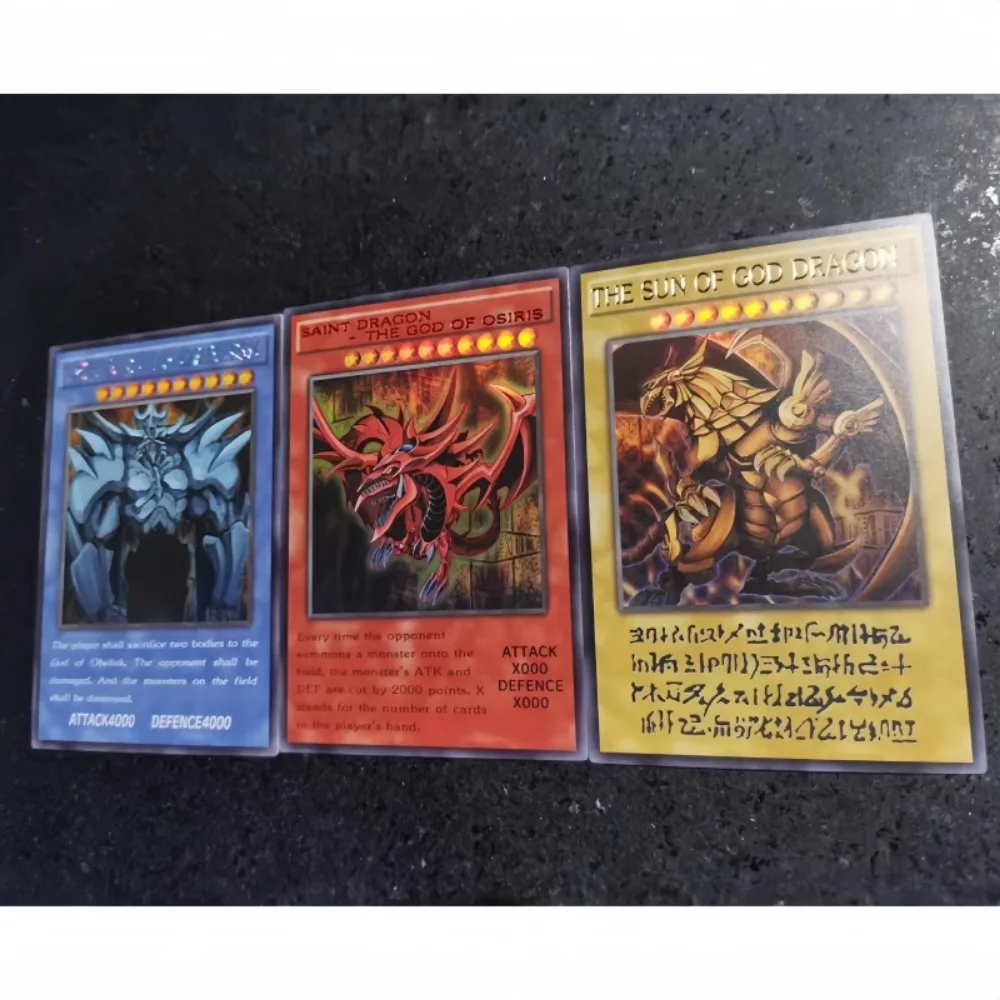 DIY Yu-Gi-Oh! Egyptian God Original Artwork 3PCS/Set Four Types of Flashes Anime Peripheral Game Collection Card Holiday Gift