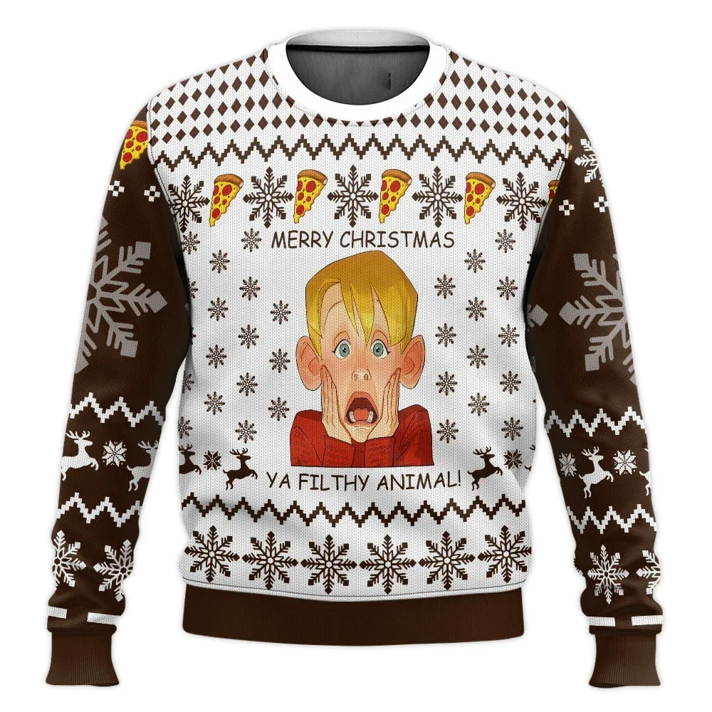 Men's Funny Ugly Christmas Sweater Santa Claus Graphic Print Winter Warm Pullover Casual Loose Fit Christmas Sweatshirt