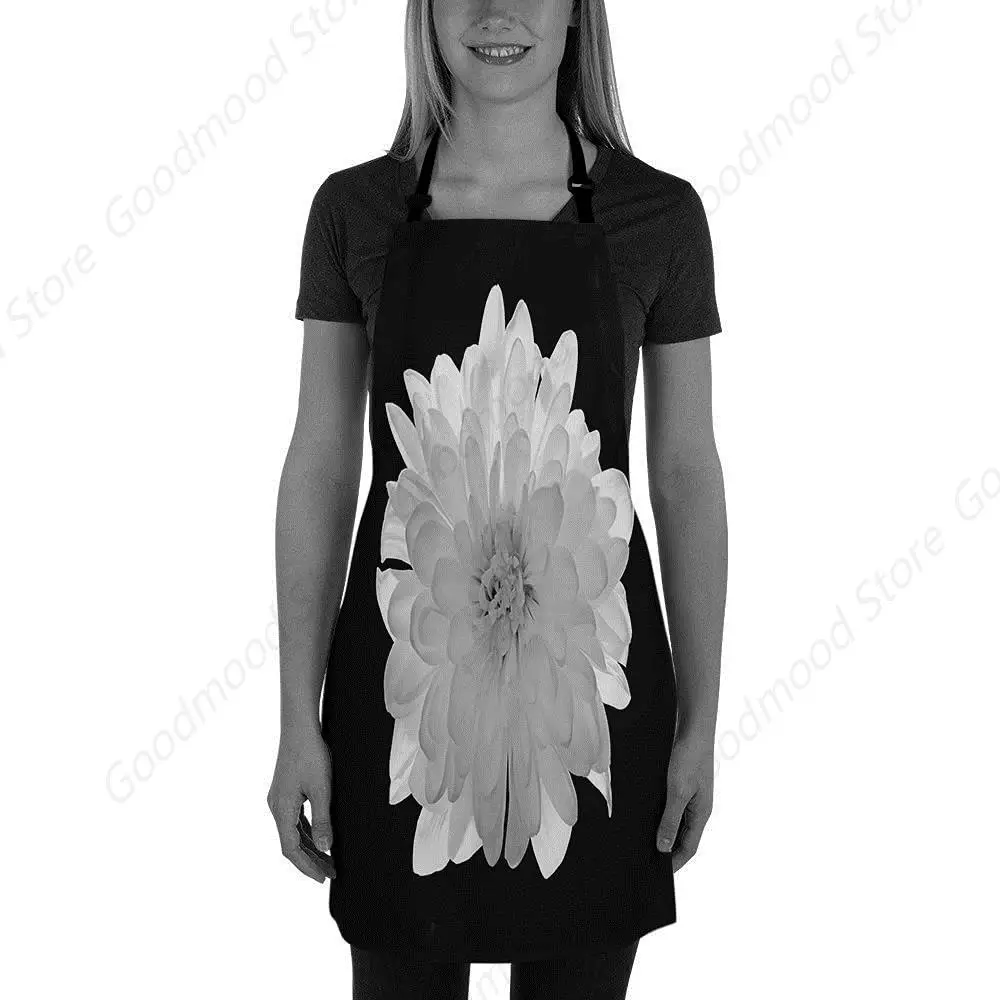 Flower Apron Blossom Chrysanthemum Delicate Daisy Unisex Apron Adjustable Strap For Kitchen Crafting BBQ Drawing Outdoors