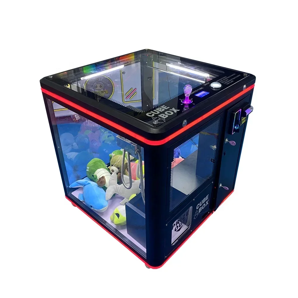 Magic cube crane machine square Crab catch doll cube box toy claw machine with reader