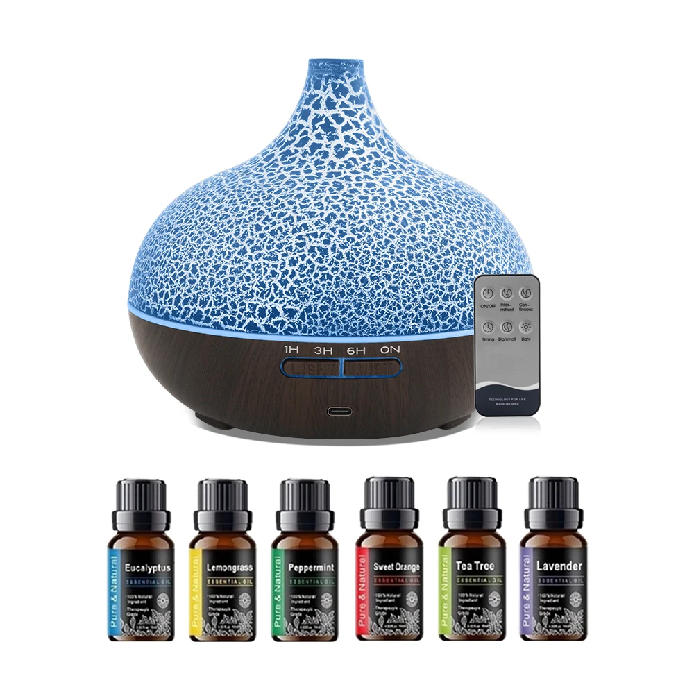

550ml Crack Color Ultrasonic Aromatherapy Humidifier Auto Shutoff & Quiet Operation