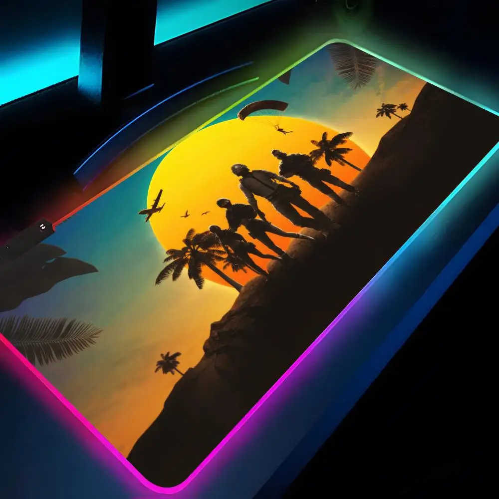 Game P-PUBG Mouse Pad XXL RGB Gaming Mouse Pad HD Gamer Accessories Large LED Light MousePads PC Carpet With Backlit