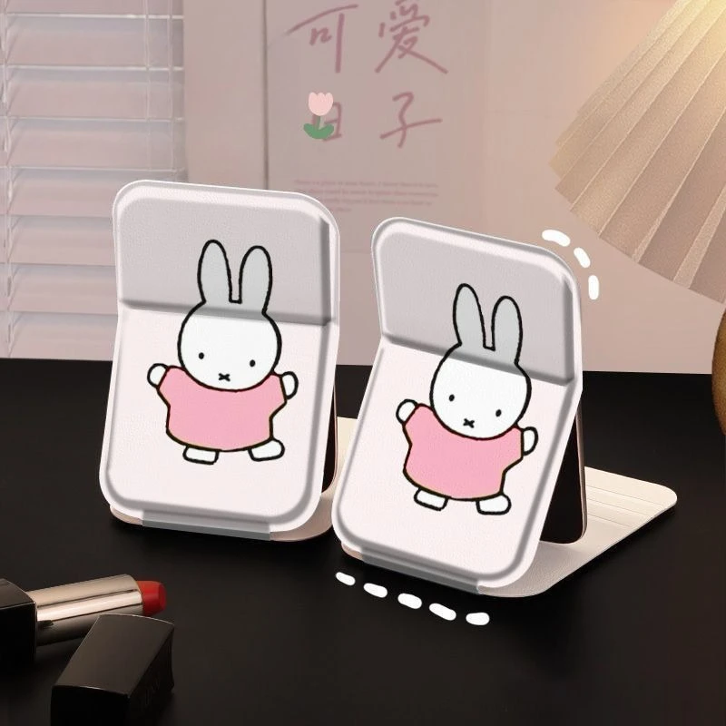 

New Kawaii Miffy Cute Cartoon Pink Portable Makeup Mirror for Going Out Portable Small Mirror High Beauty Gift for Girls