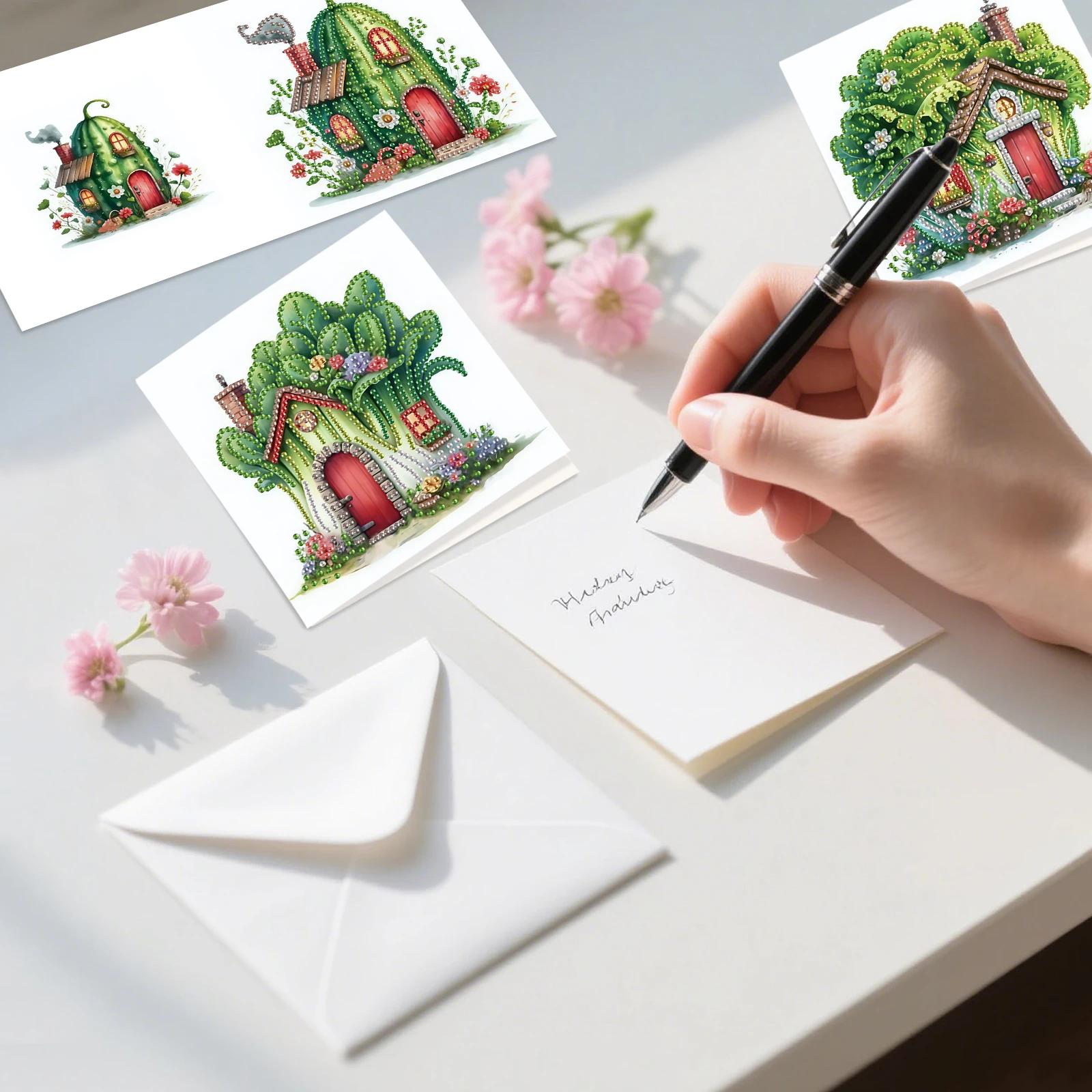 6PCS Diamond Art Painting Greeting Cards Kits,Vegetable House Special Shaped Diamond Art congratulation cards Art handmade Gift - view 4