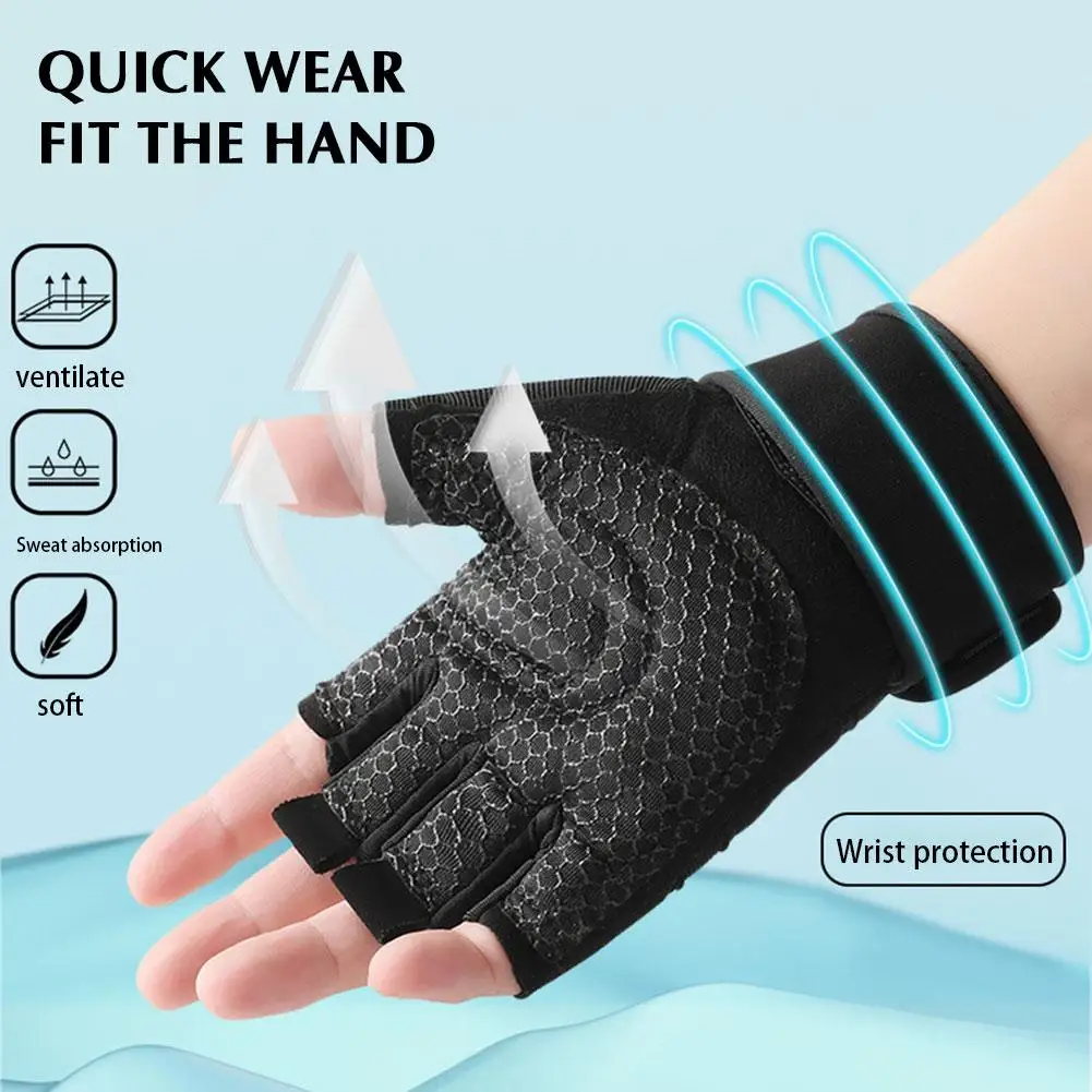 Fitness Exercise Wrist Guard Training Bicycle Anti-skid Shockproof Protective Finger Half Exercise Fitness Gloves U9C3