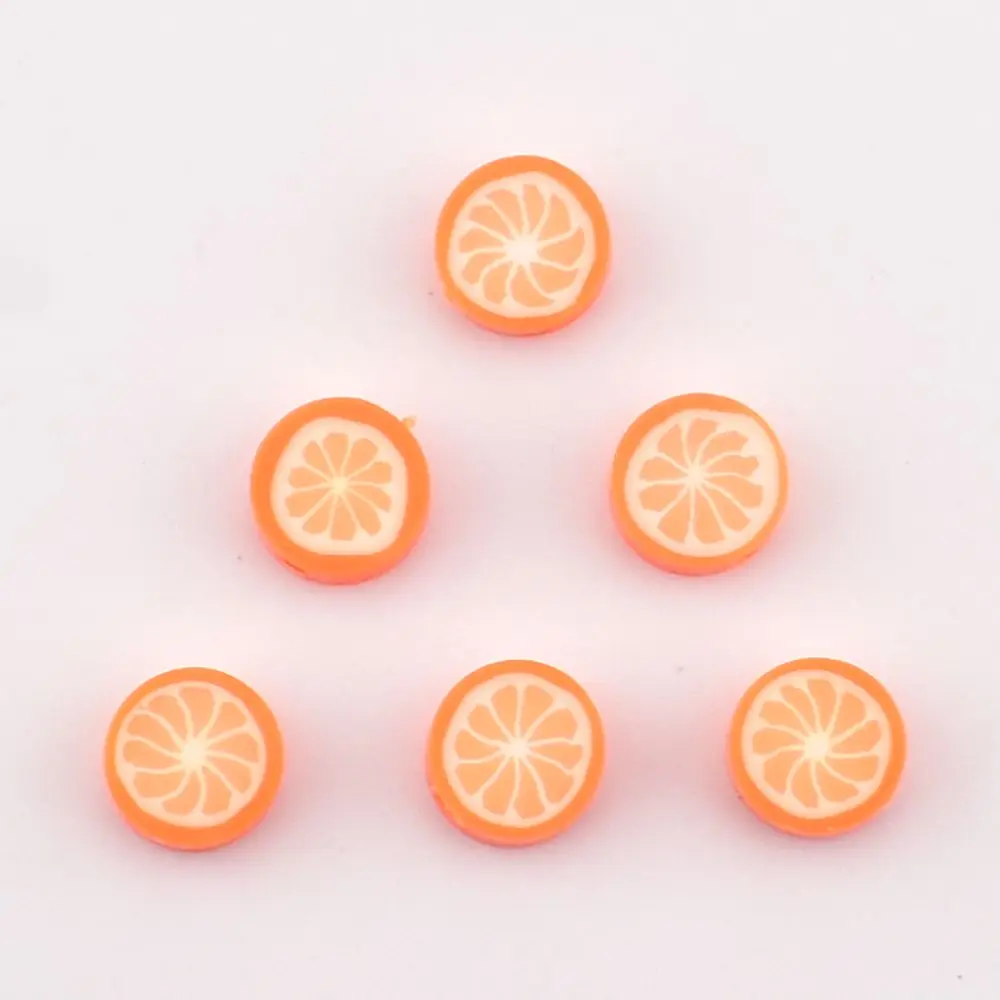 20pcs/lot Perforated Orange Round polymer clay  DIY Fashion Accessories polymer clay beads for Jewelry Making