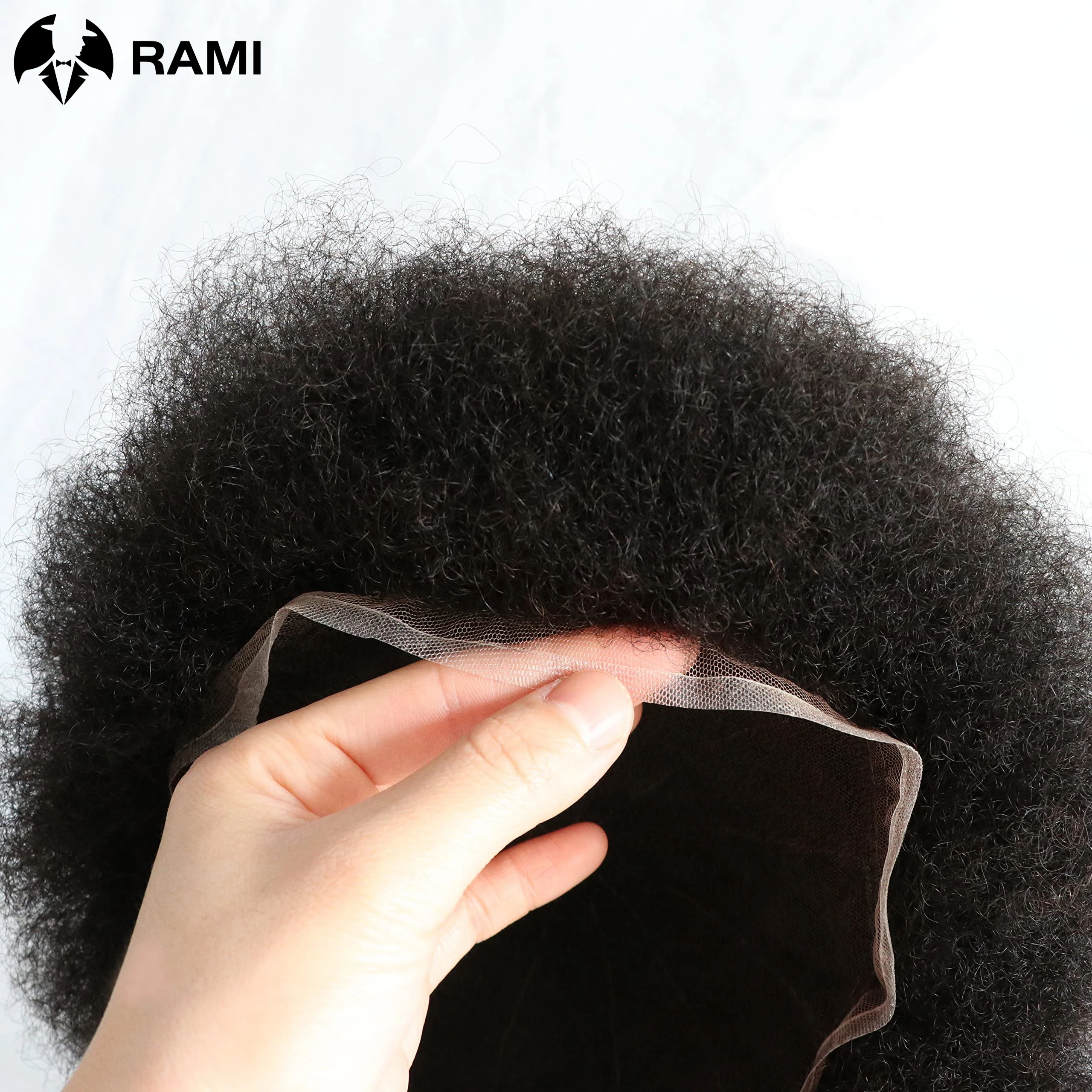 Tupé de encaje completo de pelo rizado Afro para hombres, Unidad de Sistemas de cabello humano, peluca de Base de encaje francés para hombres, prótesis capilar masculina transpirable