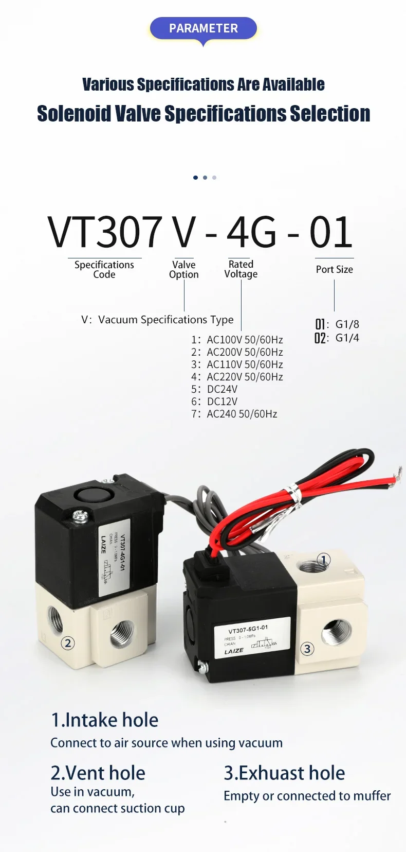 VT307 Vakuum-Magnetventil, pilotgesteuert, hochfrequent, direktwirkend, 2 Positionen, 3 Wege – Detail 7