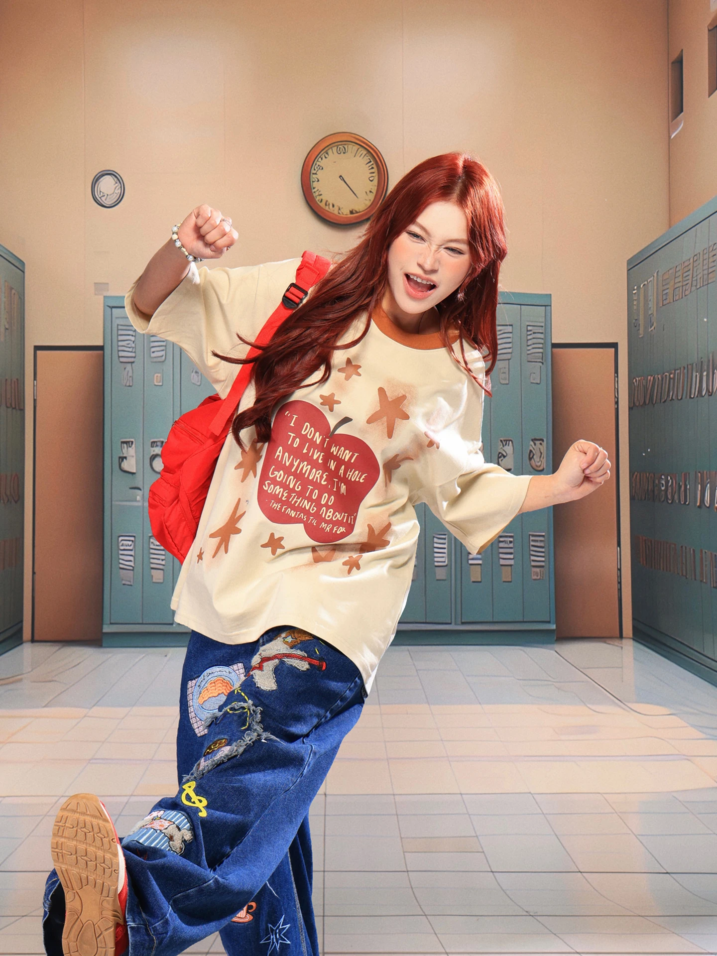 

Светло-голубая женская футболка в американском стиле с принтом и короткими рукавами, летняя свободная футболка с круглым вырезом, модный топ из хлопка и полиэстера