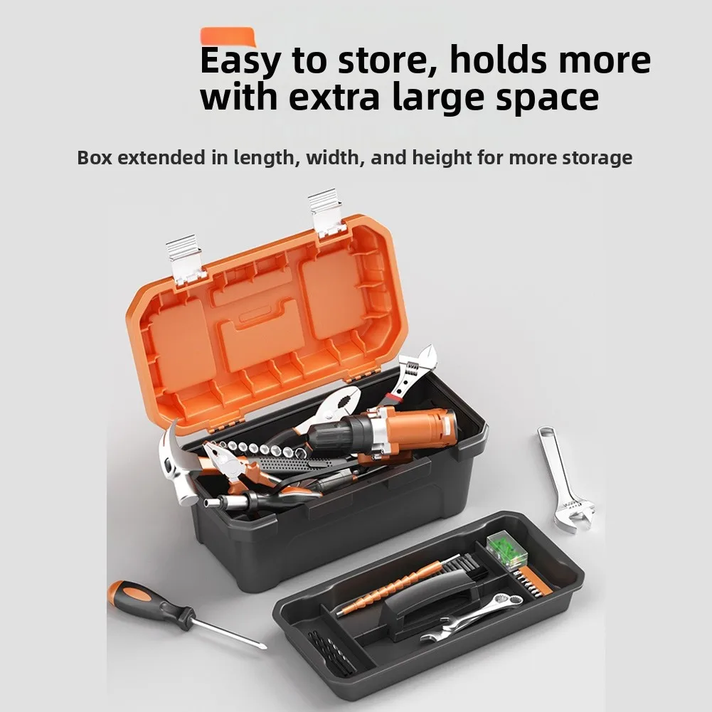 PP-Material Double Layer Toolbox for Electricians Featuring Optimized Space Utilization and Secure Component Storage Capability