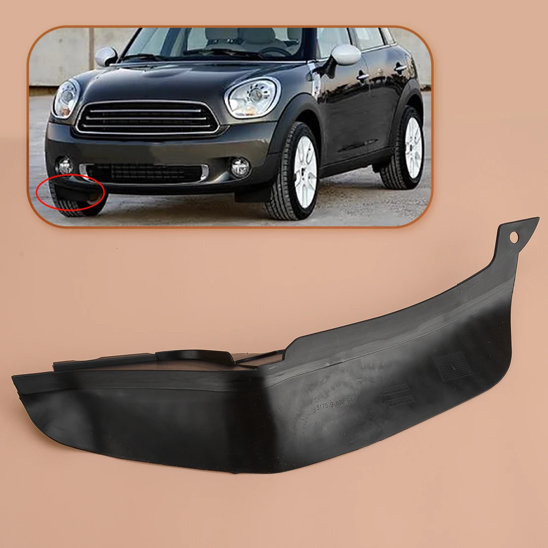 

Front Right Side Splash Mud Flap Guard Bumper Lower Pressure Lip 51119802644 fit for MINI R60 R61 2016 2015 2014 2013 2012 2011