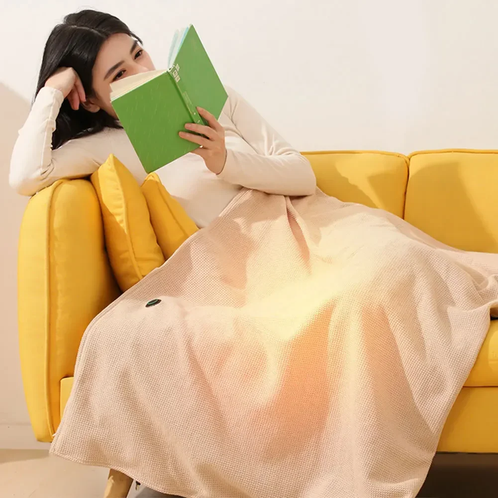 Winter USB Electric Heated Blanket Wearable 3 Heating Level Heated Shawl Portable Body Warmer Blanket for Home Office Sofa Shawl