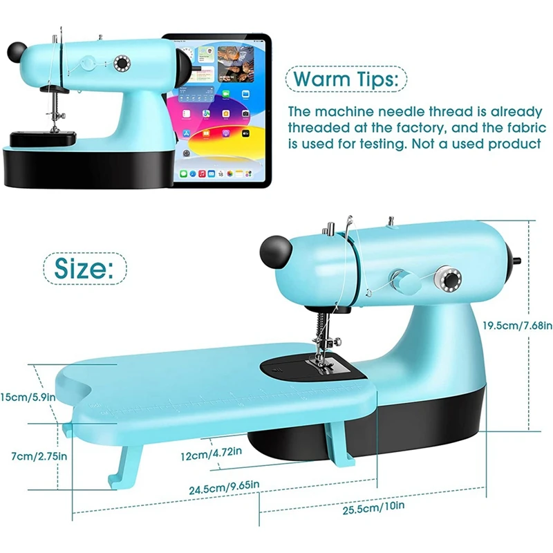 Upgraded Electric Sewing Machine With Sewing Bag, Expansion Board Mini Sewing Machine ABS+POM For DIY Home Travel US Plug