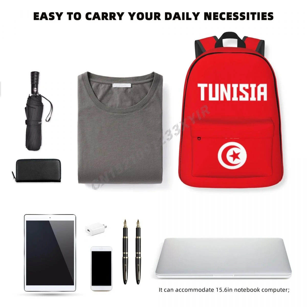 Unisex Backpack Tunisia Flag Tunisians Stitch Schoolbag Messenger Bag Case Laptop Travel Bag Mochila Gift