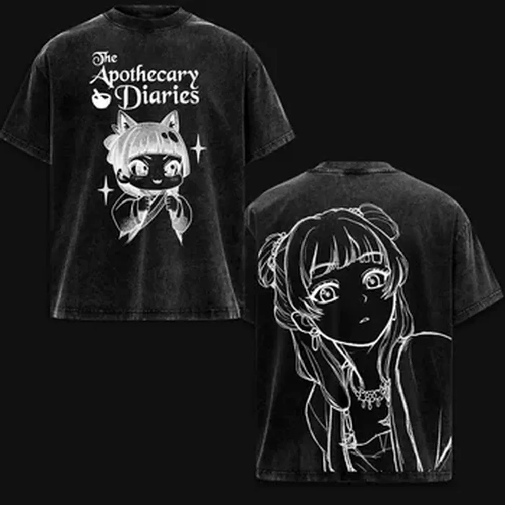 Maomao Lihua Graphic T-shirt The Apothecary Diaries Anime Washed Oversized T Shirt Men Women Clothing Cotton Short Sleeve Tees