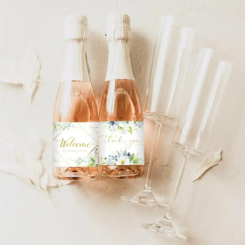 57Be 6pcs Flower Bottle BOOCK Etichetta adesivi per bottiglia vino Adesivo per matrimonio