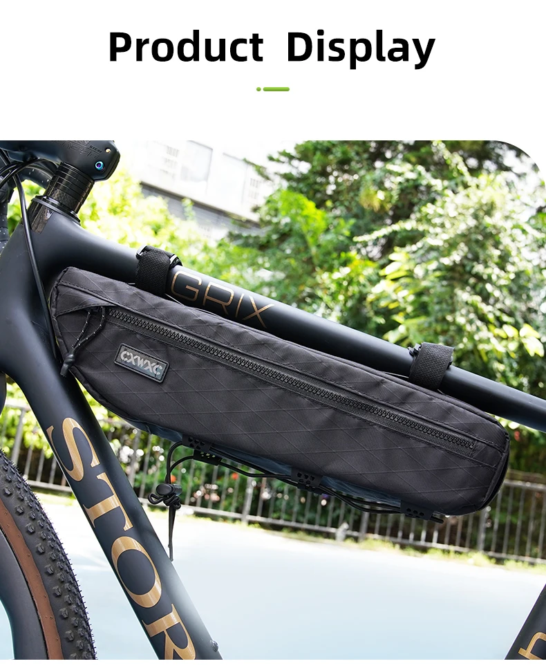 CXWXC Fahrrad-Rahmentasche, 2,4 l, großes Fassungsvermögen, Fahrrad-Unterrohrtasche, dreieckige Tasche, doppelseitiger Reißverschluss mit Bodenbindungssystem – Detail 13