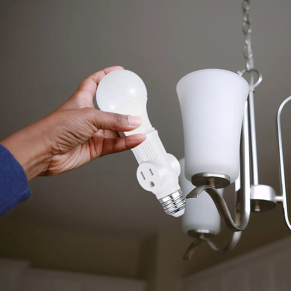 

2 Pack Prong Light Socket To Plug Adapter Easy To Install Lamp Holder Light Bulb To 2/3 Prong Outlet Adapter for Garage Porch