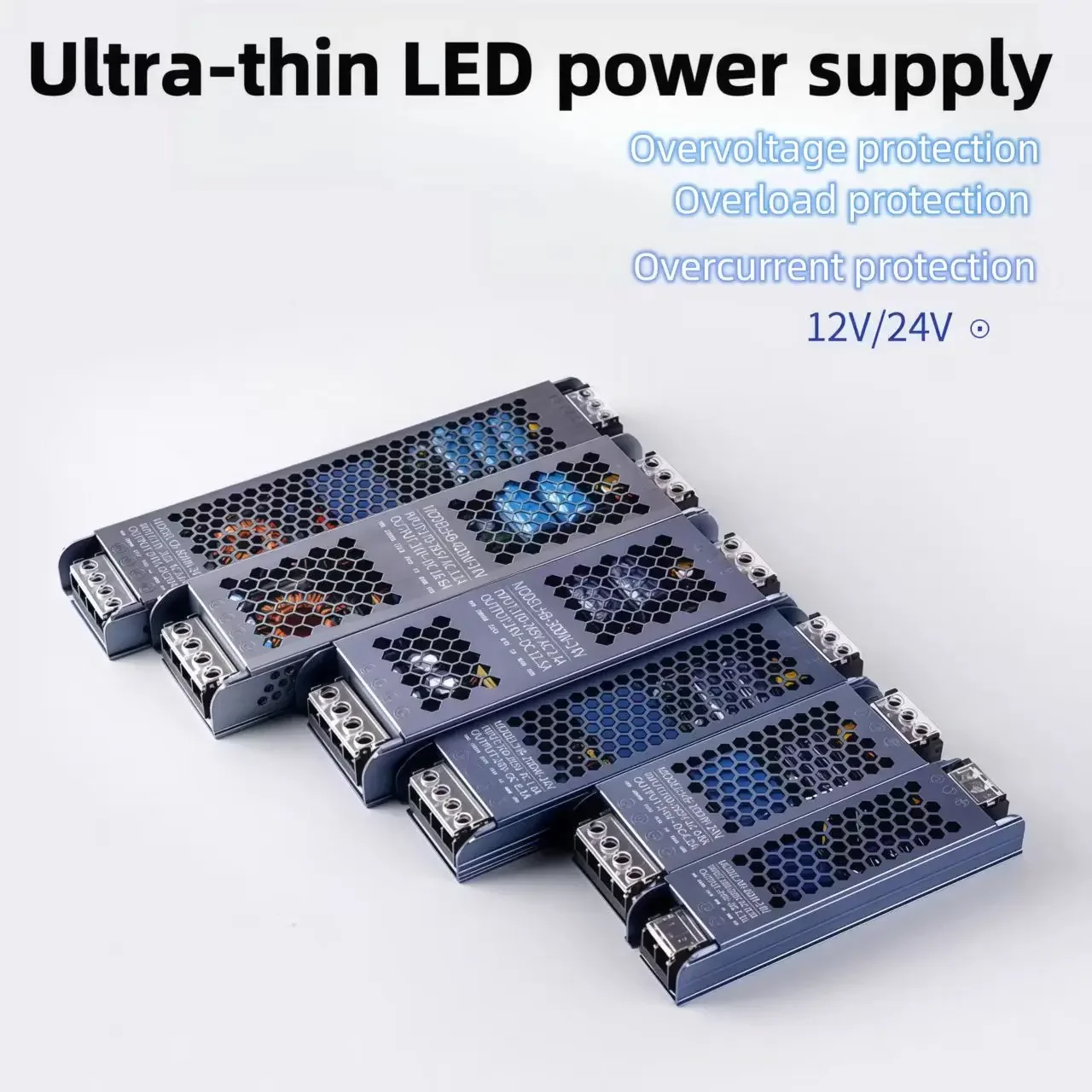 Trasformatore di illuminazione DC 12V/24V Adattatore di alimentazione 5A 12A Ultra sottile LED Strip Switch Driver Lampada 60W 100W 150W 200W 300W 400W