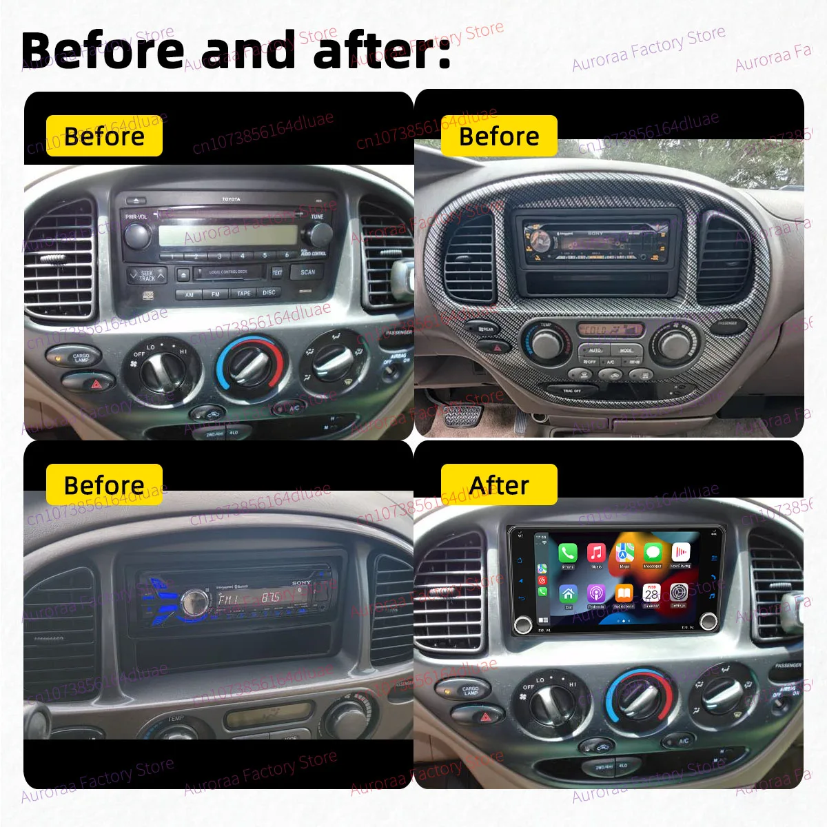 2 Din راديو أندرويد سيارة الوسائط المتعددة لتويوتا سيكويا تندرا 2001-2007 7 "شاشة نظام تحديد المواقع اللاسلكية Carplay Autoradio ستيريو رئيس وحدة