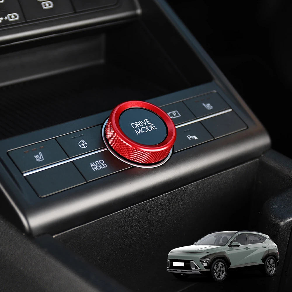 Aluminum Car Central Console Gear Shift Drive Model Control Knob Ring Cover For Hyundai Kona SX2 2024 2025 Interior Accessories