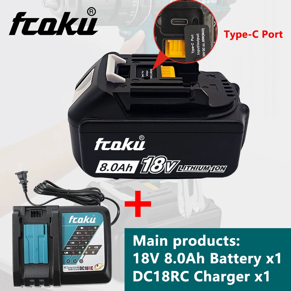 

For The Latest Upgrade Of BL1860 Makita Rechargeable Battery 18V Lithium Battery With Type-C port Makita BL1840 BL1850 BL1860
