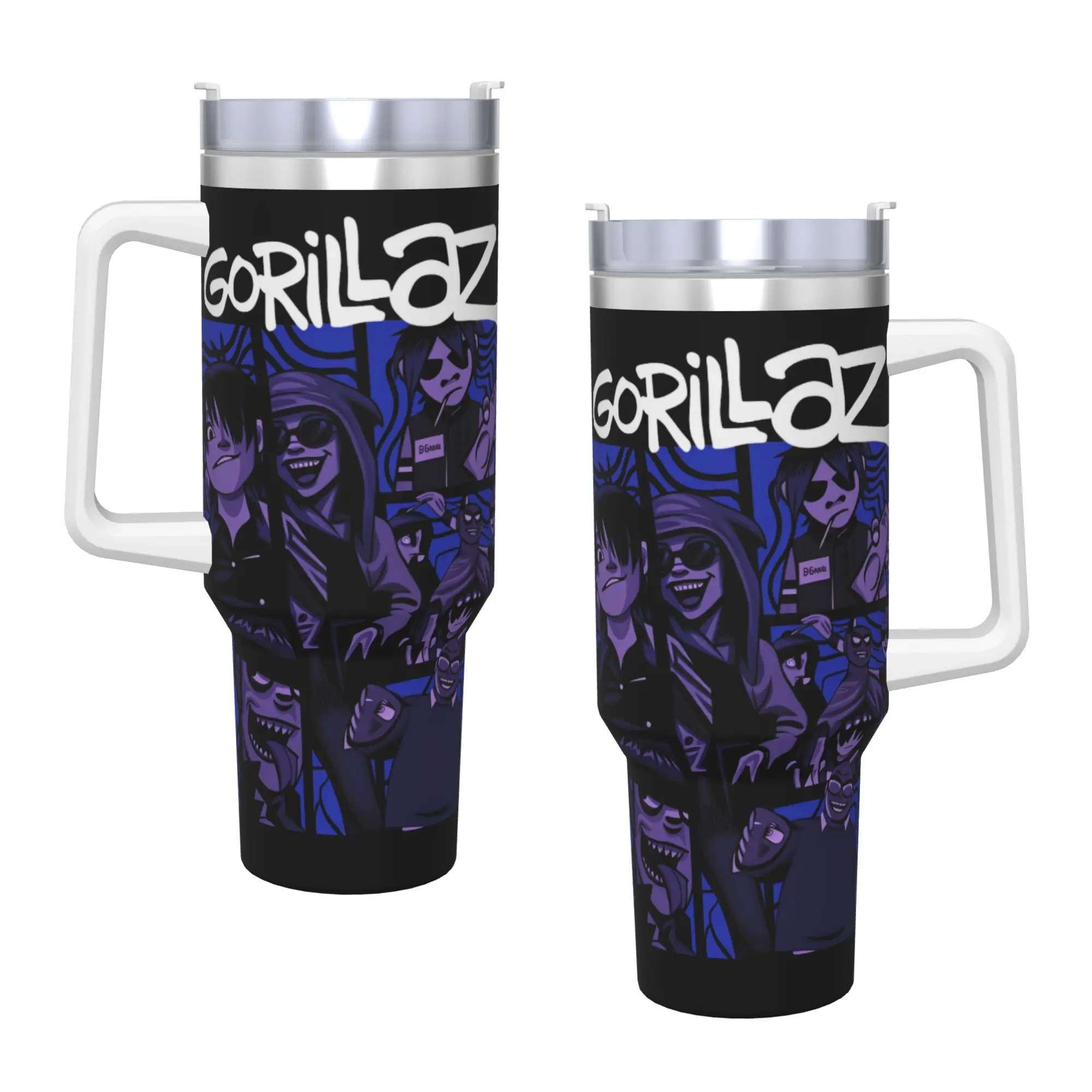 Gorillazs Band Tumbler  Cold and Hot Water Bottle Insulated Stainless Steel Coffee Mug Graphic Travel Mugs Cup