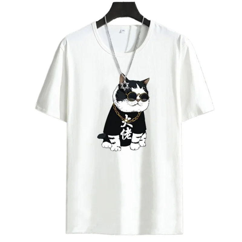 

Трендовая красивая свободная легкомысленная футболка Базовая рубашка Футболка с короткими рукавами Мужская летняя чистая белая одежда на студенческой одежде